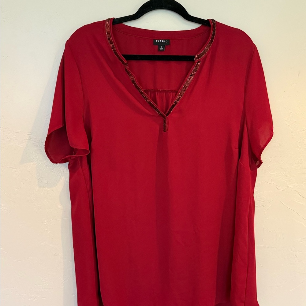 Torrid Red V-Neck Top